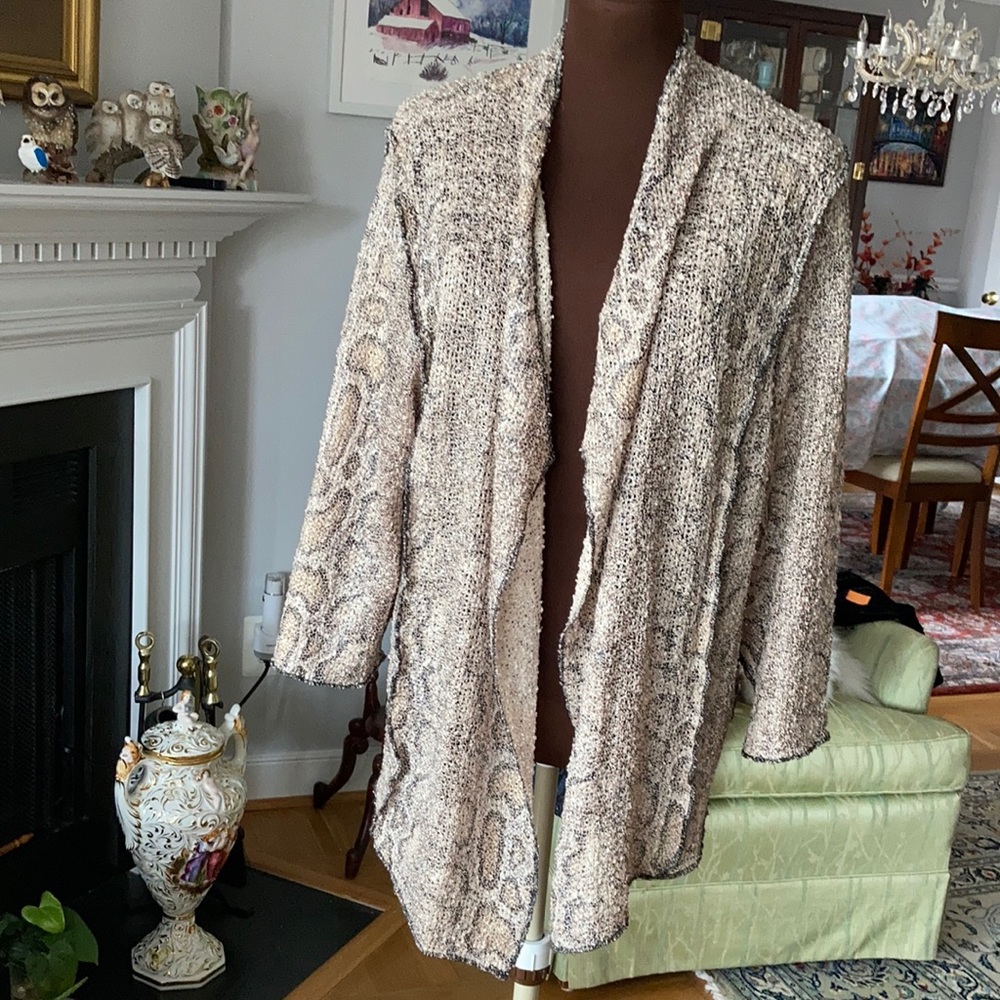 Snake print loosely knit light weight sparkly jacket